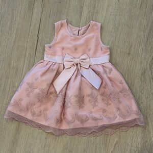 Katie M Girls 6-9M Pink Embroidered Formal Dress